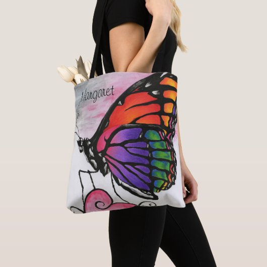 Rainbow Monarch Butterfly Colorful Fantasy Art Tote Bag (Dichtbij)