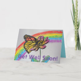 Rainbow Monarch Butterfly Painting Get Well Kaart