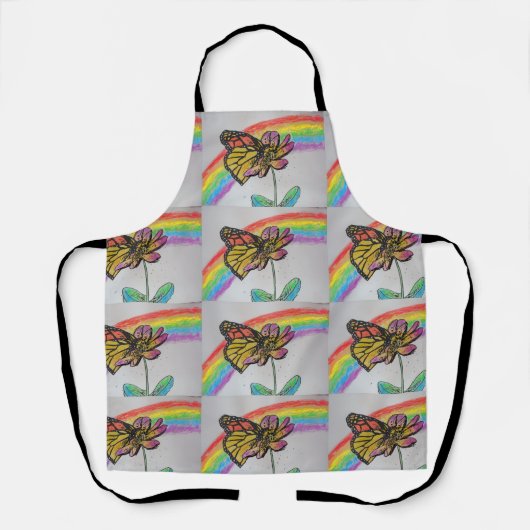 Rainbow Monarch Butterfly Painting Schort (Voorkant)