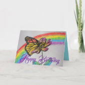 Rainbow Monarch Butterfly Painting Verjaardag Kaar Kaart (Voorkant)