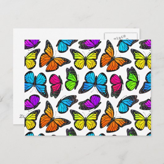 Rainbow Monarch Butterfly Pattern Briefkaart (Voorkant / Achterkant)