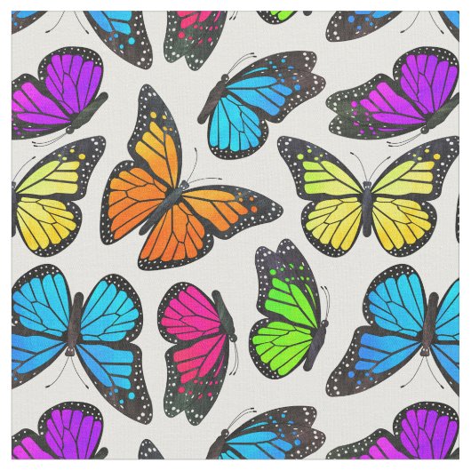 Rainbow Monarch Butterfly Pattern Stof (Close Up)