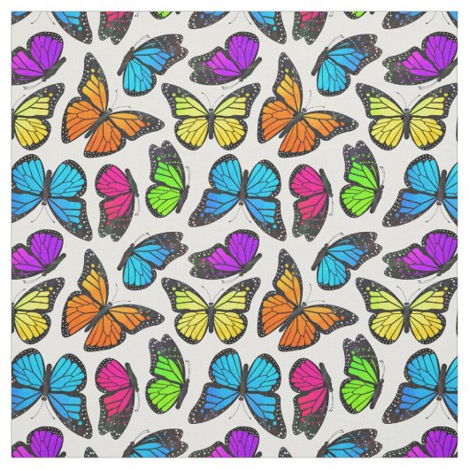 Rainbow Monarch Butterfly Pattern Stof (Swatch)