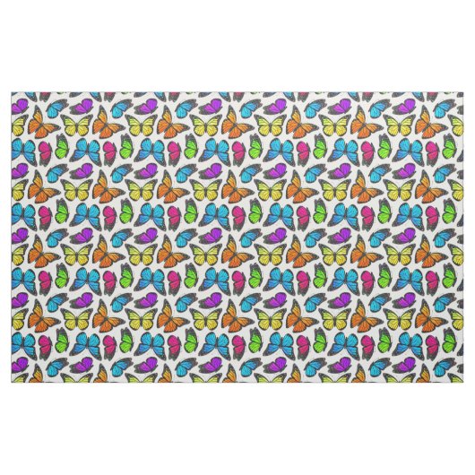 Rainbow Monarch Butterfly Pattern Stof (Fat Quarter)