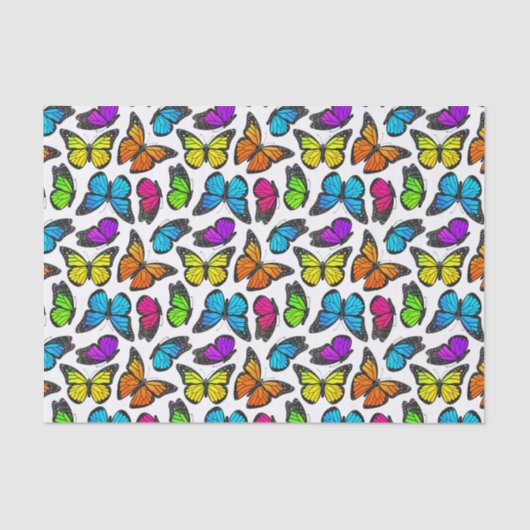 Rainbow Monarch Butterfly Pattern Tissuepapier (Voorkant)