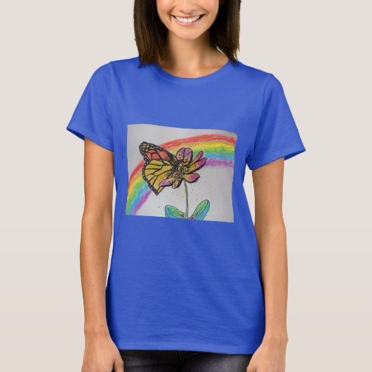 Rainbow Monarch Butterfly Schilderij Vrouwen T Shi T-shirt (Voorkant)