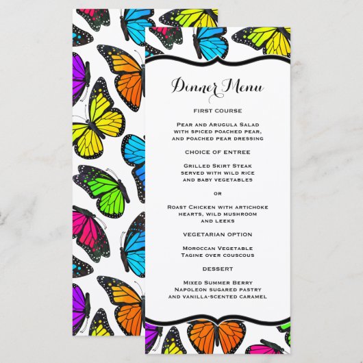 Rainbow Monarch Butterfly Slim Dinner Menu (Voorkant / Achterkant)