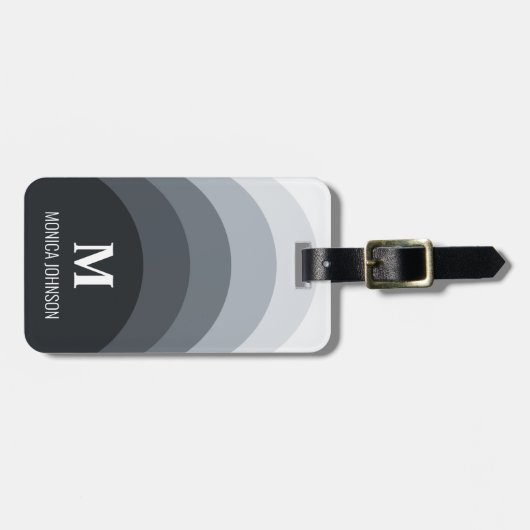 Rainbow Monogram Aangepaste naam Black Stripe Bagagelabel (Voorkant horizontaal)