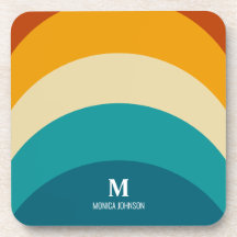 Rainbow Monogram Aangepaste naam Retro Sunset Stri