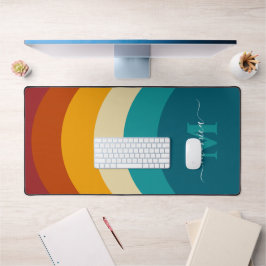 Rainbow Monogram Aangepaste naam Retro Sunset Stri Bureaumat