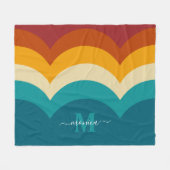 Rainbow Monogram Aangepaste naam Retro Sunset Stri Fleece Deken (Voorkant (Horizontaal))