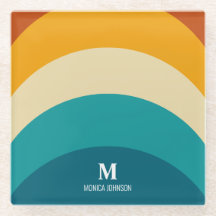 Rainbow Monogram Aangepaste naam Retro Sunset Stri