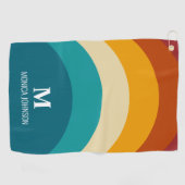 Rainbow Monogram Aangepaste naam Retro Sunset Stri Golfhanddoek (Horizontaal)