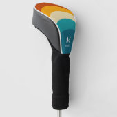Rainbow Monogram Aangepaste naam Retro Sunset Stri Golfheadcover (Schuin)