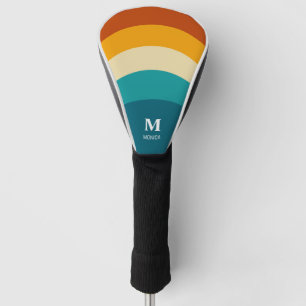 Rainbow Monogram Aangepaste naam Retro Sunset Stri Golfheadcover