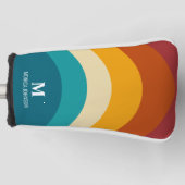 Rainbow Monogram Aangepaste naam Retro Sunset Stri Golfheadcover (Voorkant)