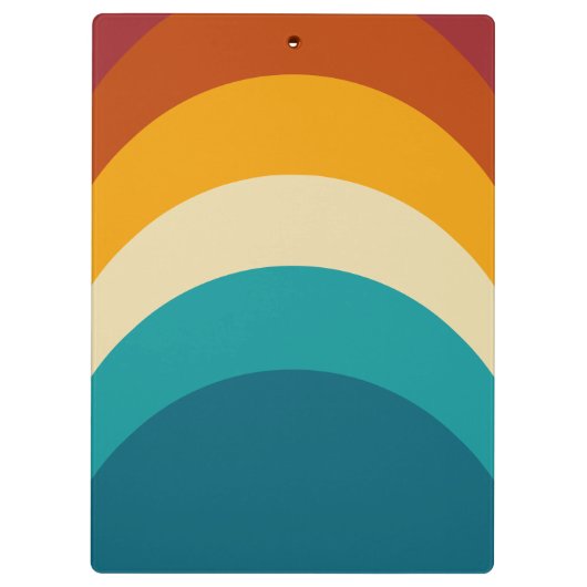 Rainbow Monogram Aangepaste naam Retro Sunset Stri Klembord (Achterkant)