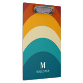 Rainbow Monogram Aangepaste naam Retro Sunset Stri Klembord (Rechts)