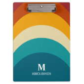 Rainbow Monogram Aangepaste naam Retro Sunset Stri Klembord (Voorkant)