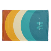 Rainbow Monogram Aangepaste naam Retro Sunset Stri Kussensloop (Achterkant)