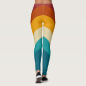 Rainbow Monogram Aangepaste naam Retro Sunset Stri Leggings (Achterkant)