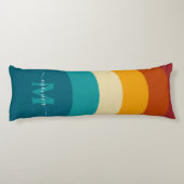 Rainbow Monogram Aangepaste naam Retro Sunset Stri Lichaamskussen (Achterkant)