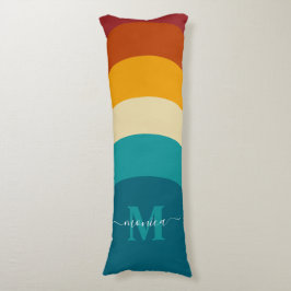 Rainbow Monogram Aangepaste naam Retro Sunset Stri Lichaamskussen