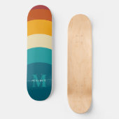 Rainbow Monogram Aangepaste naam Retro Sunset Stri Persoonlijk Skateboard (Voorkant)