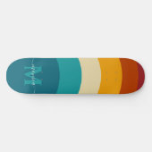 Rainbow Monogram Aangepaste naam Retro Sunset Stri Persoonlijk Skateboard (Horizontaal)