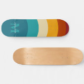 Rainbow Monogram Aangepaste naam Retro Sunset Stri Persoonlijk Skateboard (Horizontaal)