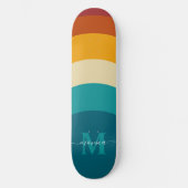 Rainbow Monogram Aangepaste naam Retro Sunset Stri Persoonlijk Skateboard (Voorkant)