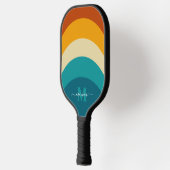 Rainbow Monogram Aangepaste naam Retro Sunset Stri Pickleball Paddle (Links)