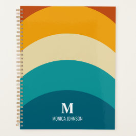 Rainbow Monogram Aangepaste naam Retro Sunset Stri Planner