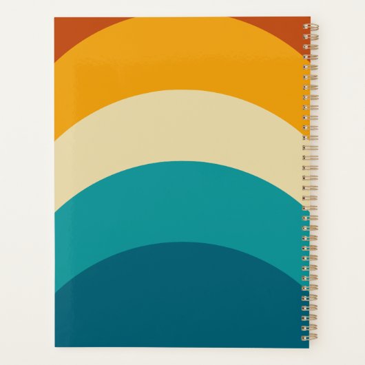 Rainbow Monogram Aangepaste naam Retro Sunset Stri Planner (Achterkant)
