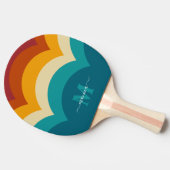 Rainbow Monogram Aangepaste naam Retro Sunset Stri Tafeltennisbatje (Zijkant)