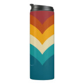 Rainbow Monogram Aangepaste naam Retro Sunset Stri Thermosbeker (Geroteerd rechts)