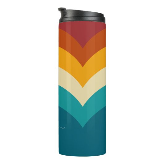 Rainbow Monogram Aangepaste naam Retro Sunset Stri Thermosbeker (Geroteerd rechts)