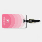Rainbow Monogram Aangepaste naam Roze Streep Bagagelabel (Voorkant horizontaal)
