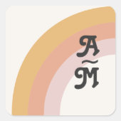 Rainbow Monogram Envelope Seals van Modern Retro 7 Vierkante Sticker (Voorkant)