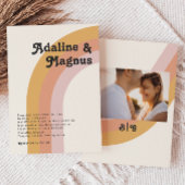 Rainbow Monogram Foto van Modern Retro 70's Weddin Kaart