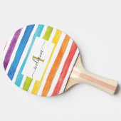 Rainbow Monogram Naam Script Aangepast Tafeltennisbatje (Zijkant)