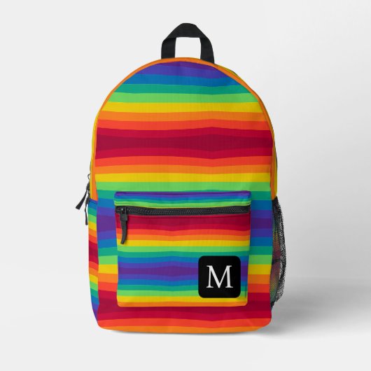 Rainbow Monogram Schattige Striped Pattern Rugzak (Voorkant)