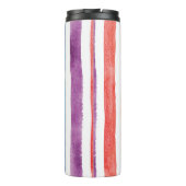 Rainbow Monogram Script Naam Stripes Aangepast Thermosbeker (Achterkant)