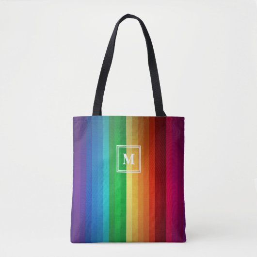 Rainbow Monogram Tote Bag (Voorkant)