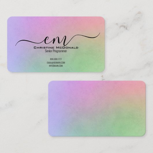 Rainbow Monogram Visitekaartjes – Elegant (Voorkant / Achterkant)