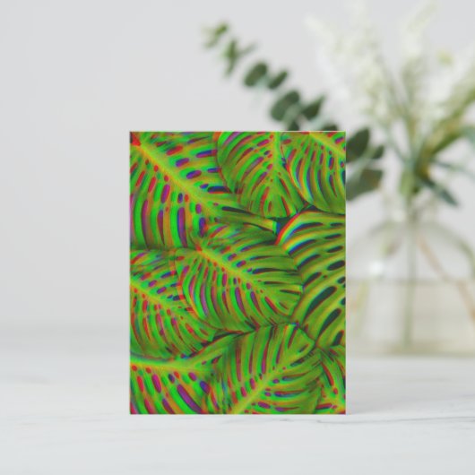Rainbow Monstera laat Briefkaart over (Staand voorkant)