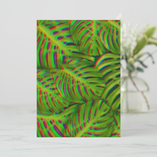 Rainbow Monstera laat Briefkaart over (Staand voorkant)