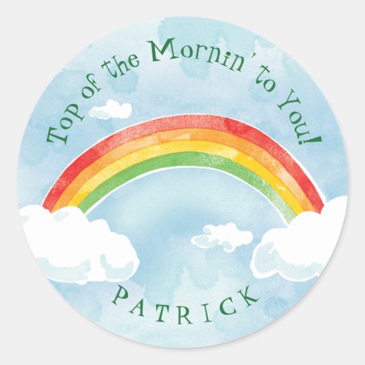 Rainbow Mornin' Add Name Ronde Sticker (Voorkant)