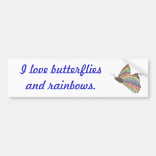 Rainbow Mosaic Butterfly Ik hou van vlinders Bumpersticker