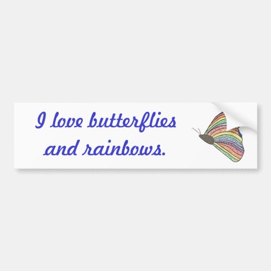 Rainbow Mosaic Butterfly Ik hou van vlinders Bumpersticker (Voorkant)